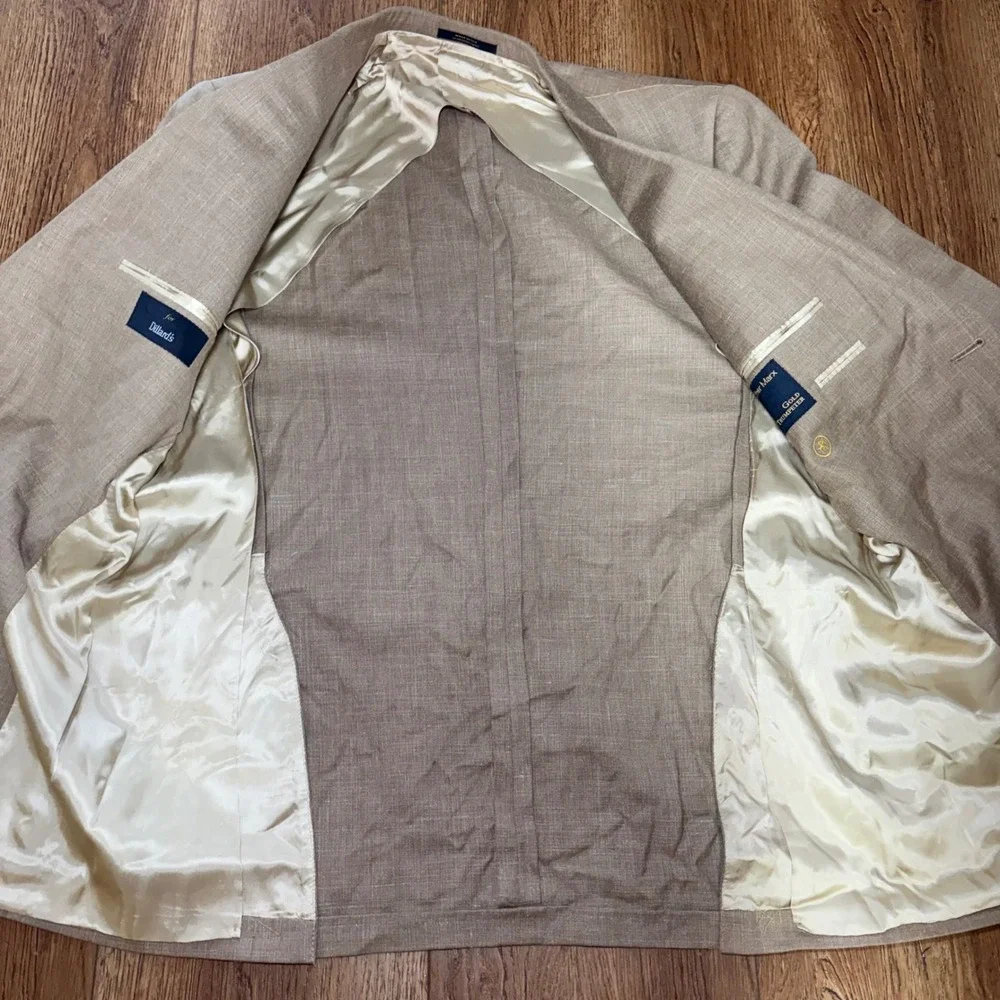 New Hart Schaffner Marx Gold Trumpeter Silk Wool Linen Blazer Mens 42L USA READ